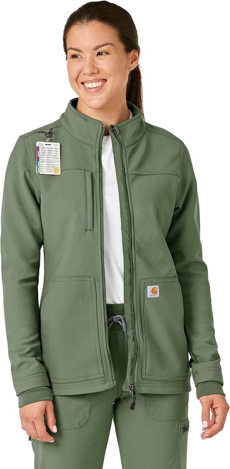image:imageCarhartt Scrubs C81023 Womens Rugged Flex Modern Fit Bonded Fleece JaOlive