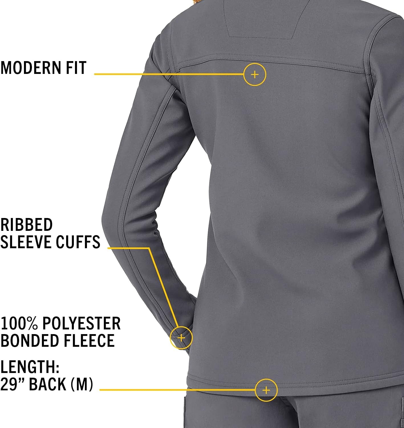 image:imageCarhartt Scrubs C81023 Womens Rugged Flex Modern Fit Bonded Fleece JaPewter
