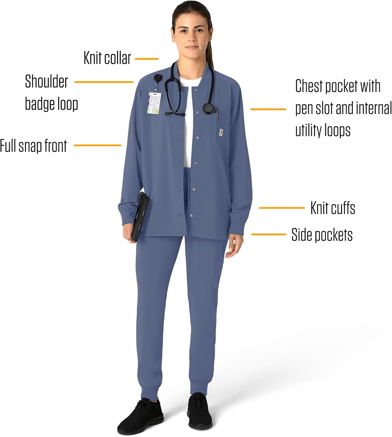 image:imageCarhartt Scrubs C81023 Womens Rugged Flex Modern Fit Bonded Fleece JaRiverside