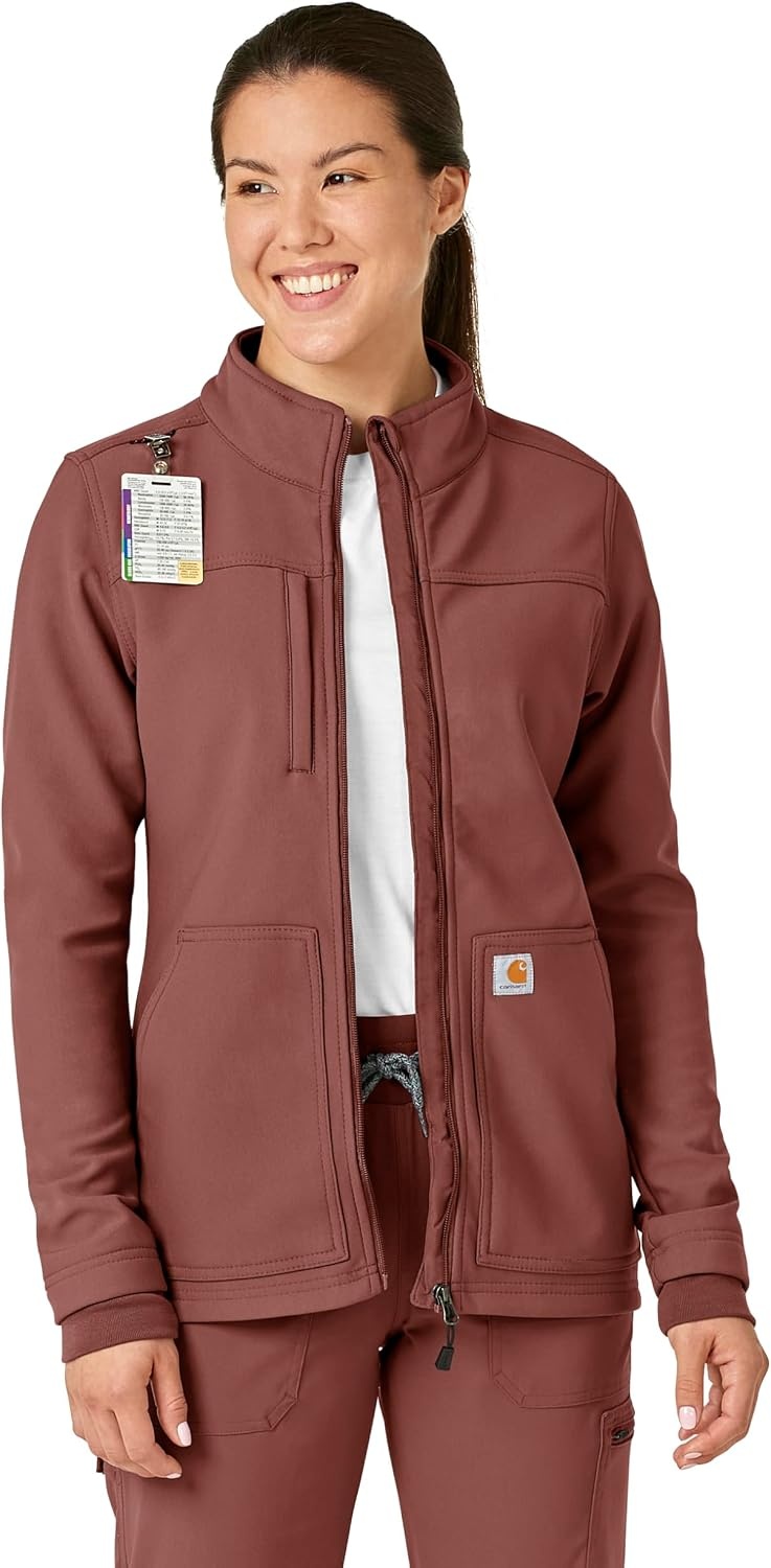 image:imageCarhartt Scrubs C81023 Womens Rugged Flex Modern Fit Bonded Fleece JaSable