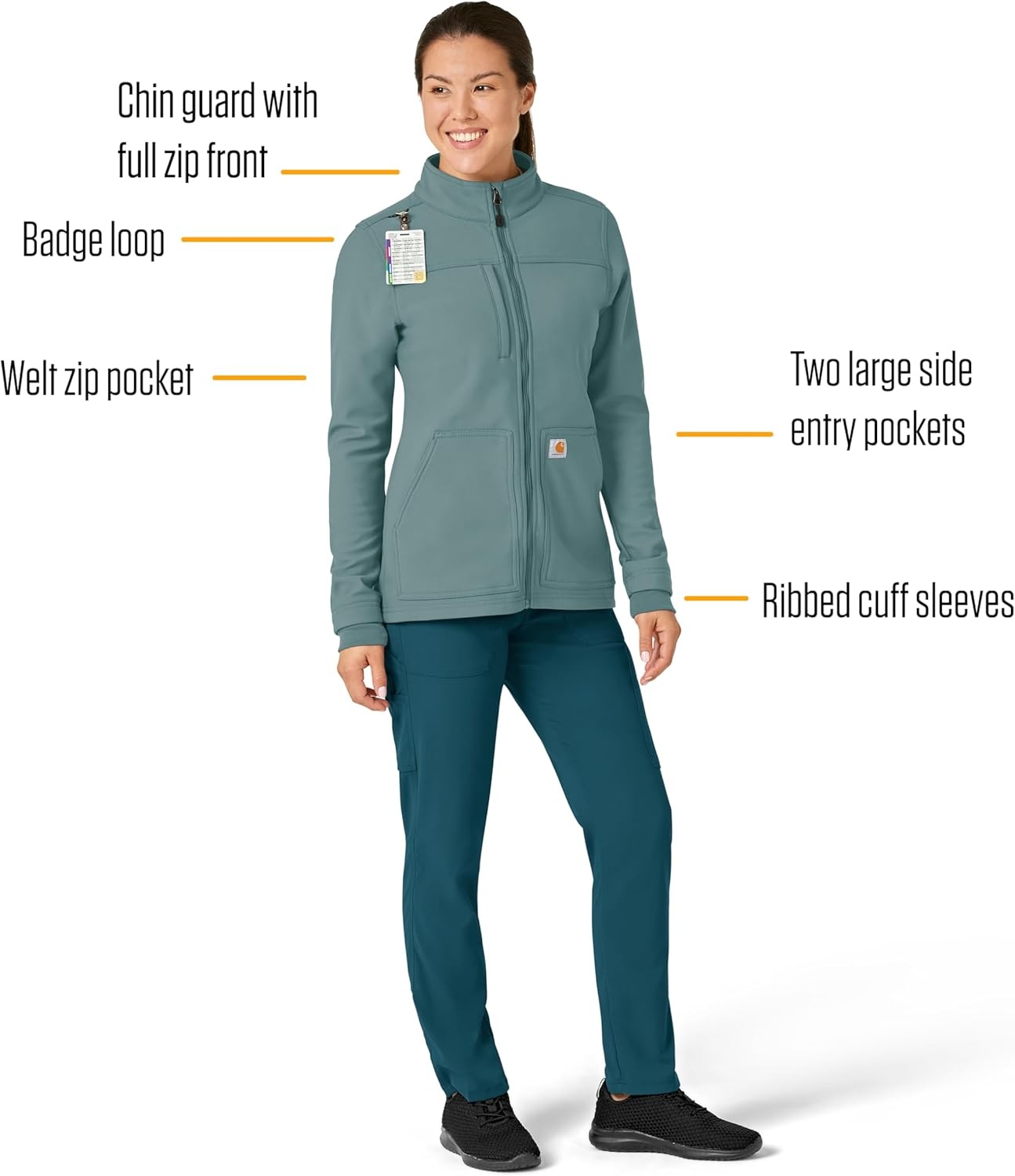 image:imageCarhartt Scrubs C81023 Womens Rugged Flex Modern Fit Bonded Fleece JaSummer Blue