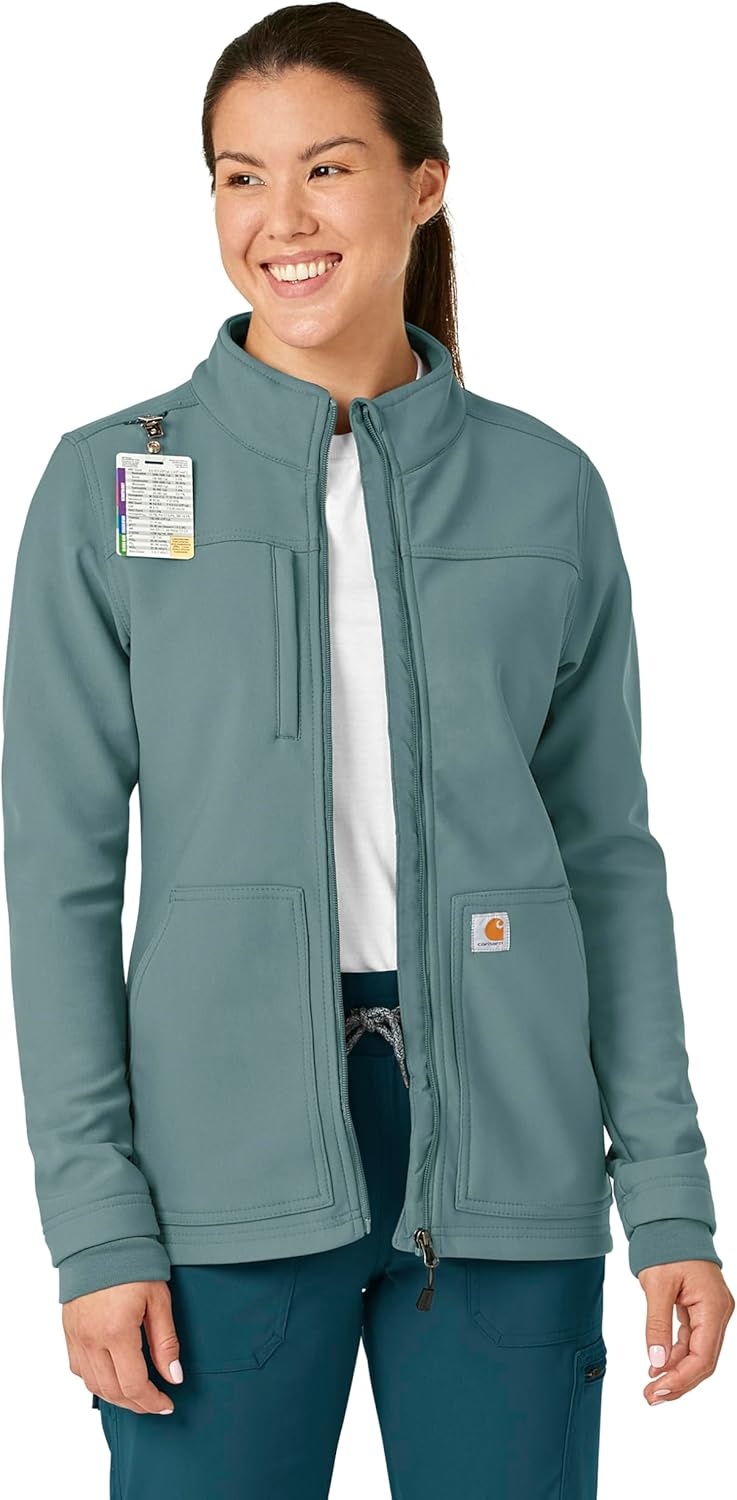 image:imageCarhartt Scrubs C81023 Womens Rugged Flex Modern Fit Bonded Fleece JaSummer Blue