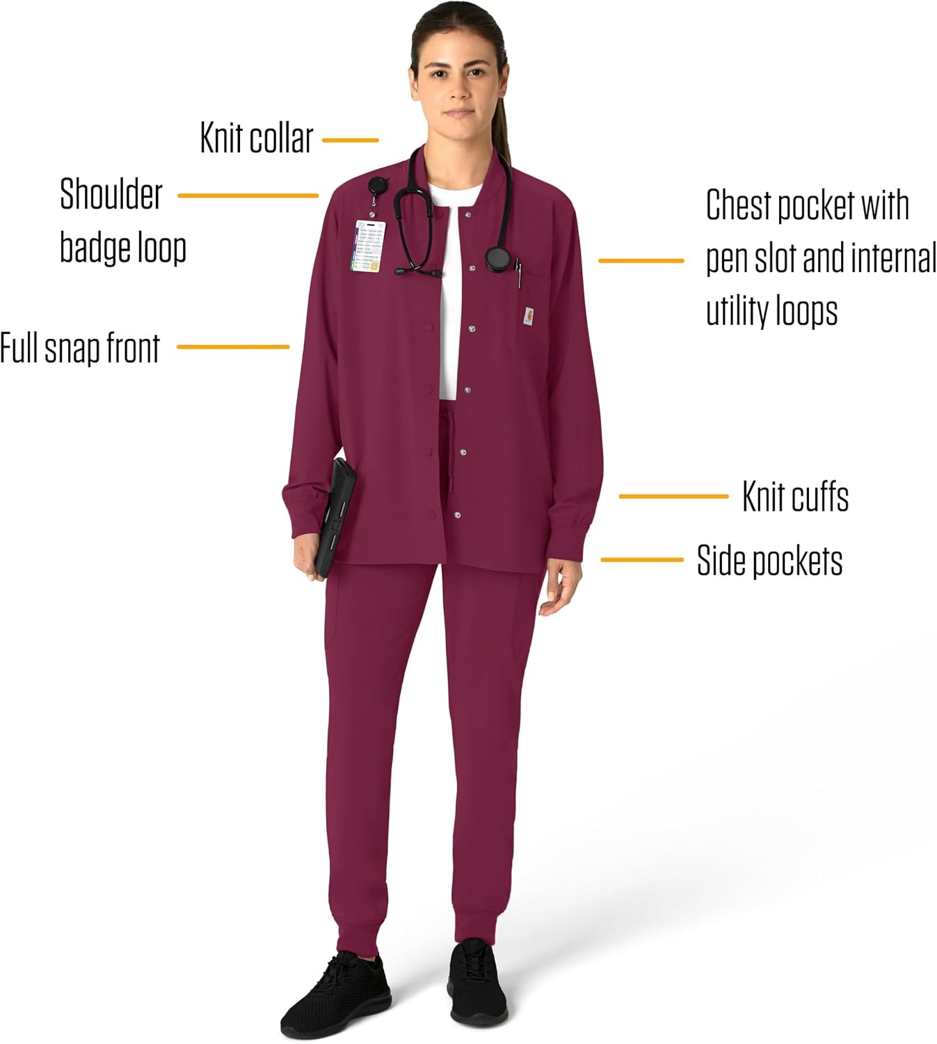 image:imageCarhartt Scrubs C81023 Womens Rugged Flex Modern Fit Bonded Fleece JaWine