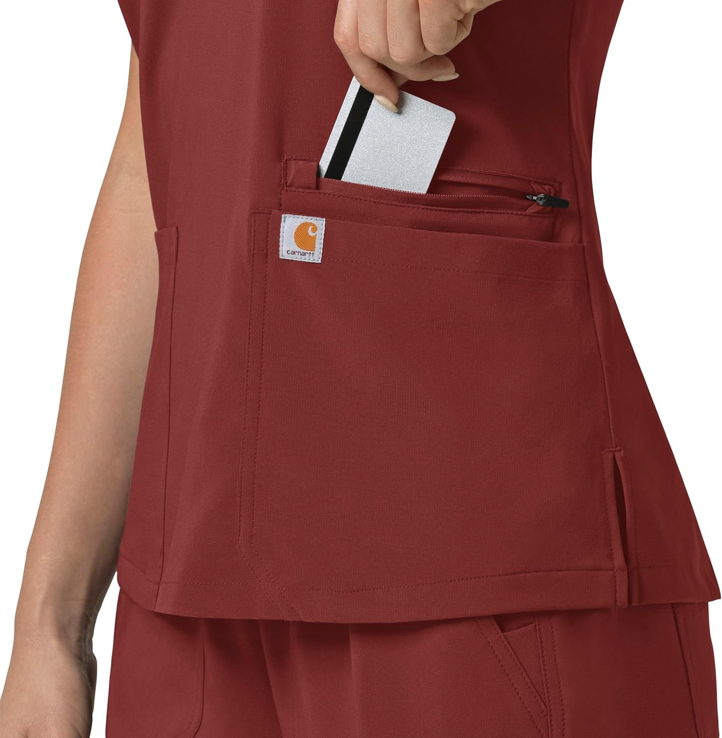 image:imageCarhartt Scrubs for Women Force CrossFlex Panel VNeck Tops with 3 PocketsAmber Terrain