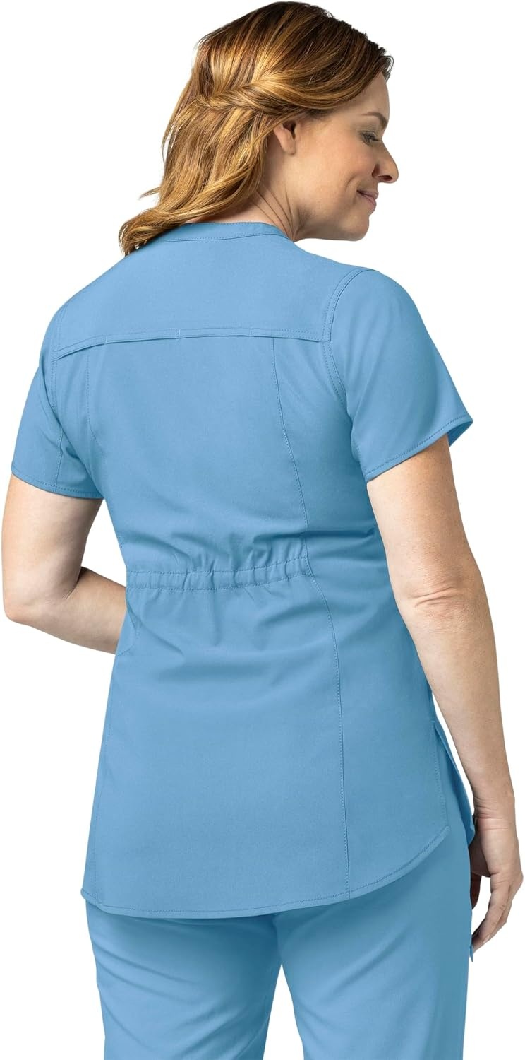 image:imageCarhartt Scrubs for Women Force CrossFlex Panel VNeck Tops with 3 PocketsAzure Blue