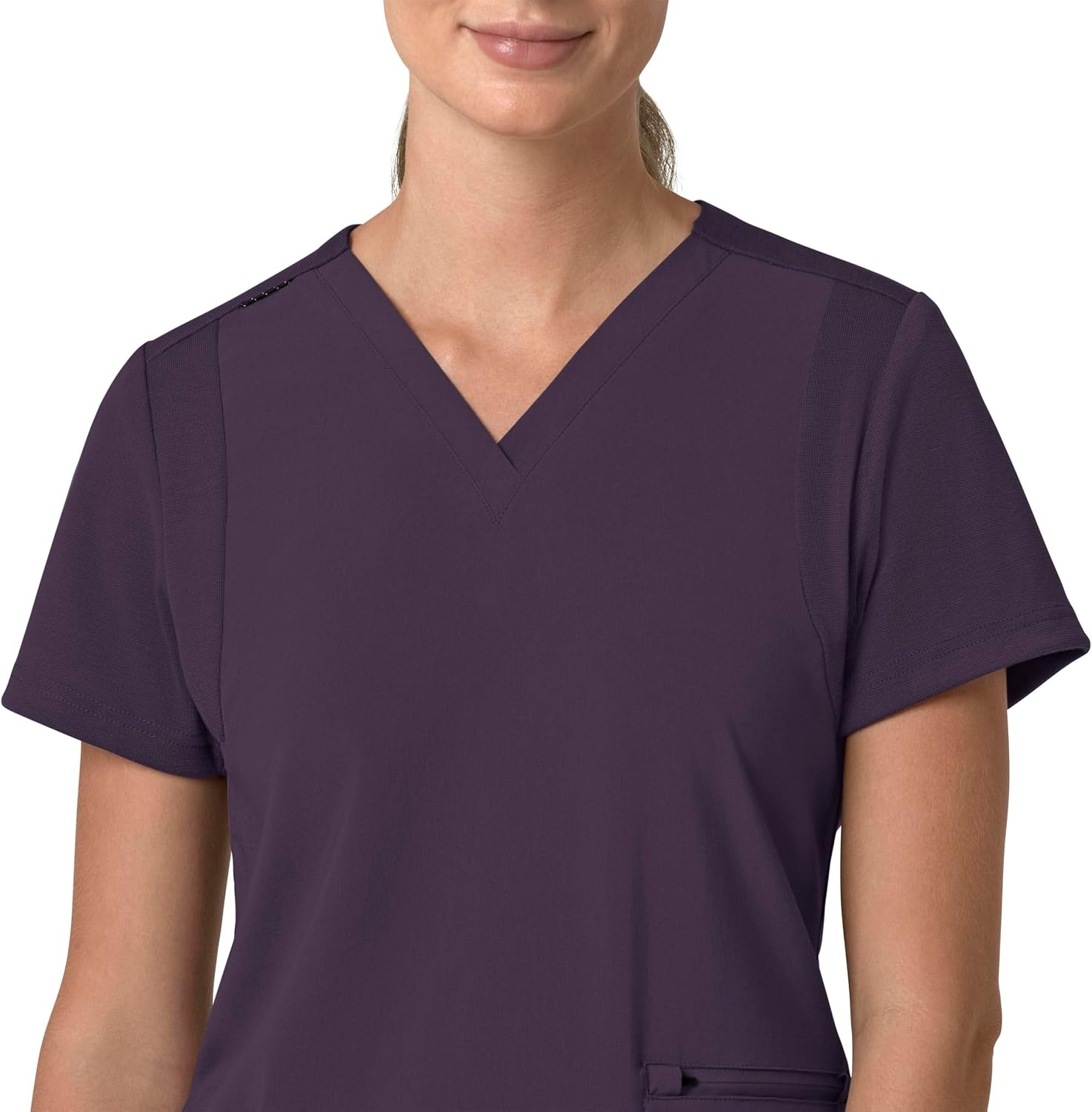 image:imageCarhartt Scrubs for Women Force CrossFlex Panel VNeck Tops with 3 PocketsBlack Plum