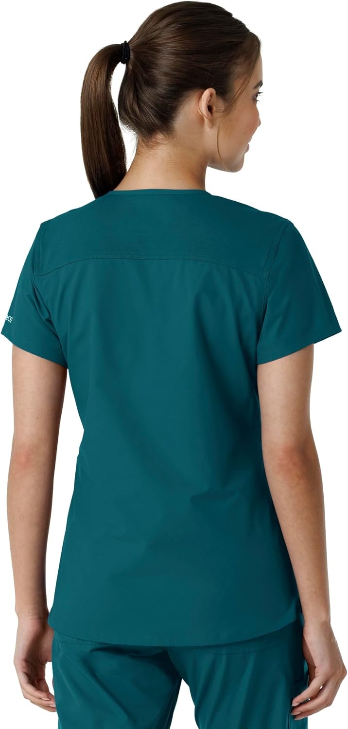 image:imageCarhartt Scrubs for Women Force CrossFlex Panel VNeck Tops with 3 PocketsCaribbean
