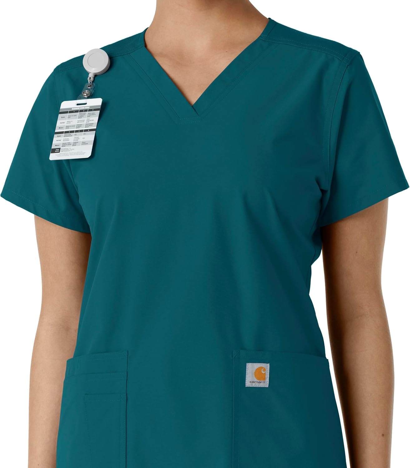 image:imageCarhartt Scrubs for Women Force CrossFlex Panel VNeck Tops with 3 PocketsCaribbean