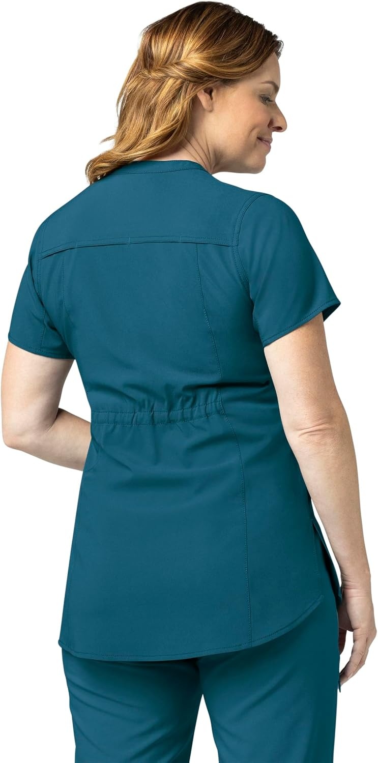 image:imageCarhartt Scrubs for Women Force CrossFlex Panel VNeck Tops with 3 PocketsCaribbean Blue