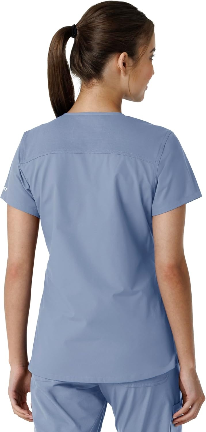 image:imageCarhartt Scrubs for Women Force CrossFlex Panel VNeck Tops with 3 PocketsCeil Blue