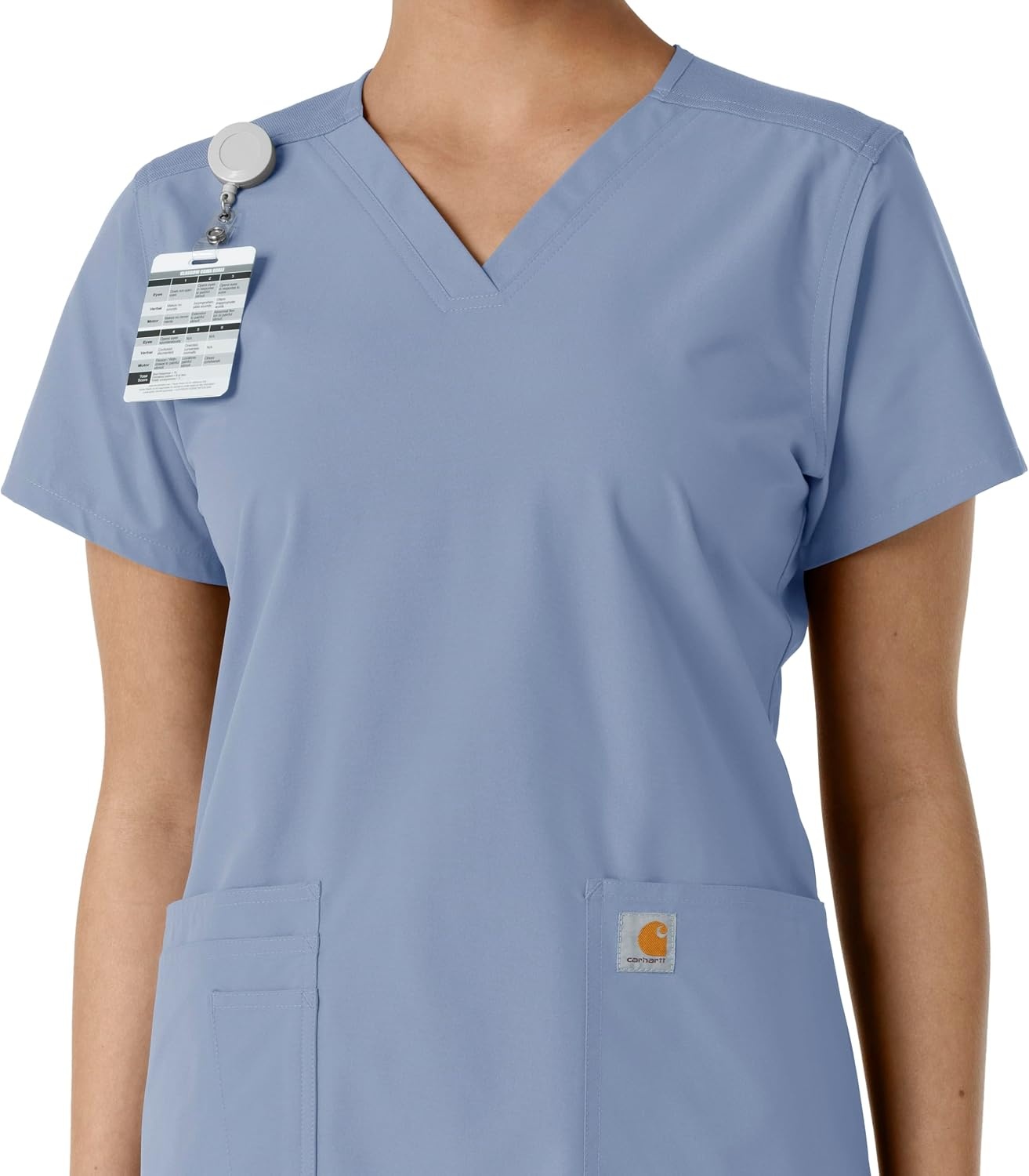 image:imageCarhartt Scrubs for Women Force CrossFlex Panel VNeck Tops with 3 PocketsCeil Blue