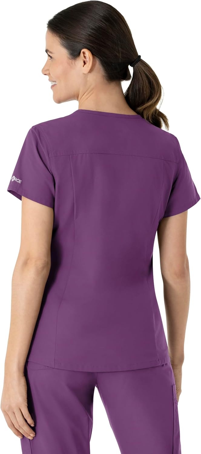 image:imageCarhartt Scrubs for Women Force CrossFlex Panel VNeck Tops with 3 PocketsEggplant