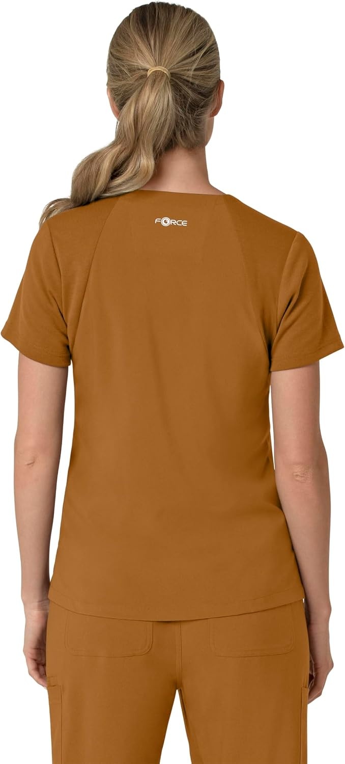 image:imageCarhartt Scrubs for Women Force CrossFlex Panel VNeck Tops with 3 PocketsFox Brown