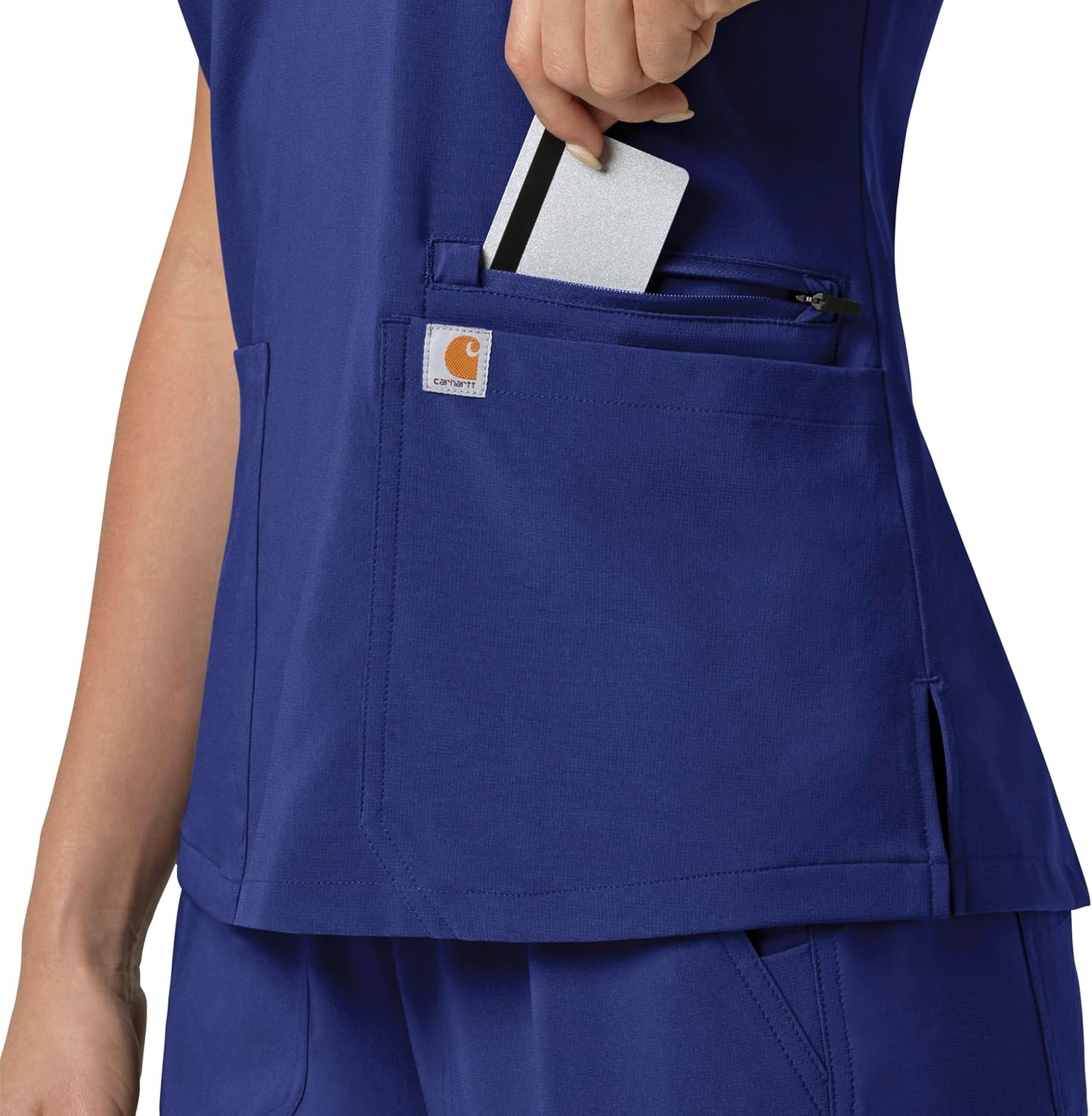 image:imageCarhartt Scrubs for Women Force CrossFlex Panel VNeck Tops with 3 PocketsGalaxy Blue
