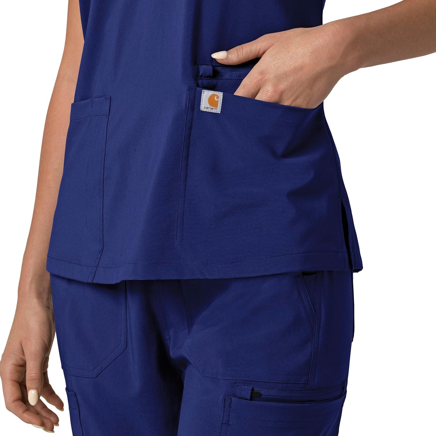 image:imageCarhartt Scrubs for Women Force CrossFlex Panel VNeck Tops with 3 PocketsGalaxy Blue