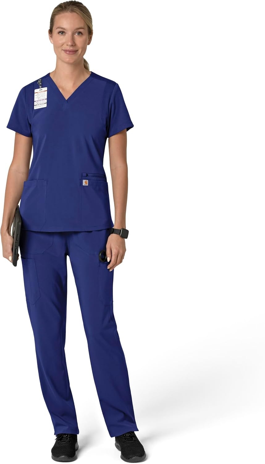 image:imageCarhartt Scrubs for Women Force CrossFlex Panel VNeck Tops with 3 PocketsGalaxy Blue