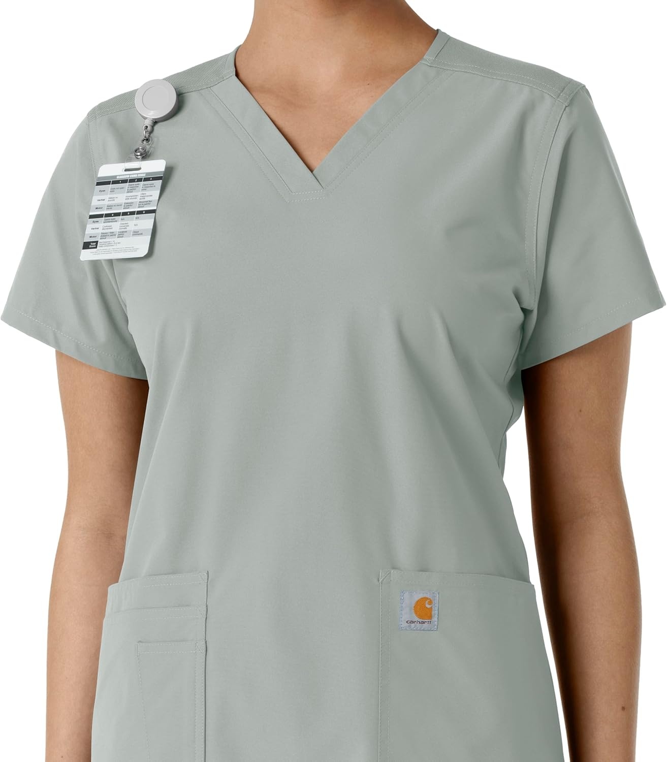 image:imageCarhartt Scrubs for Women Force CrossFlex Panel VNeck Tops with 3 PocketsGrey