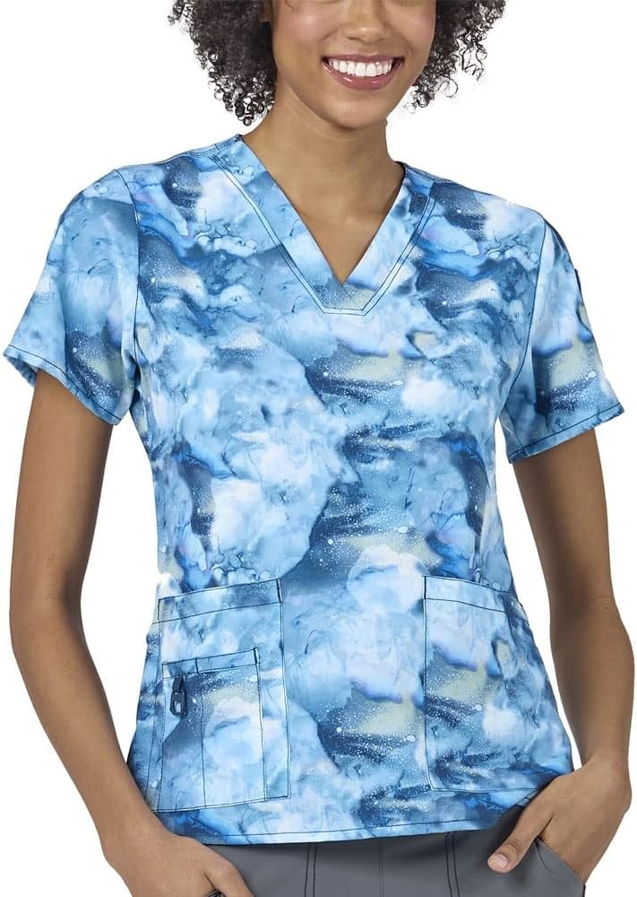 image:imageCarhartt Scrubs for Women Force CrossFlex Panel VNeck Tops with 3 PocketsIndigo Flow