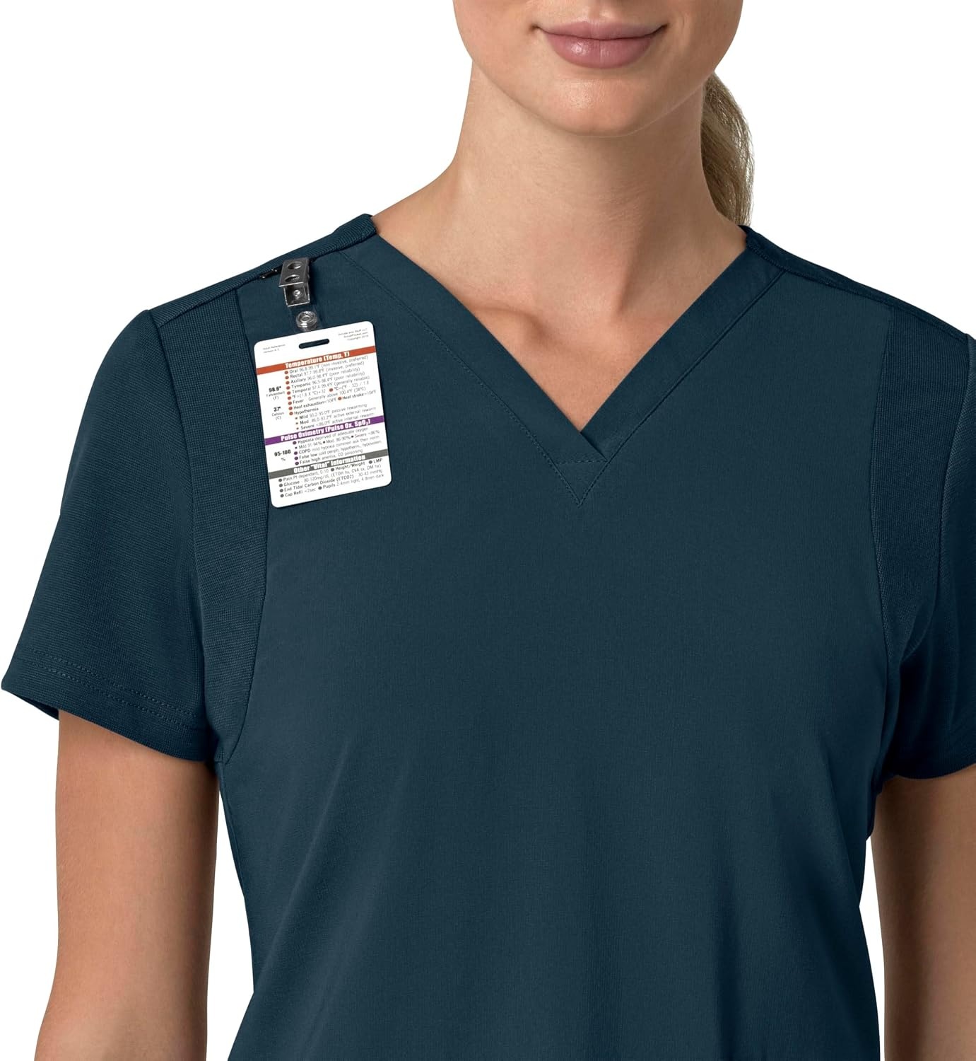 image:imageCarhartt Scrubs for Women Force CrossFlex Panel VNeck Tops with 3 PocketsNavy