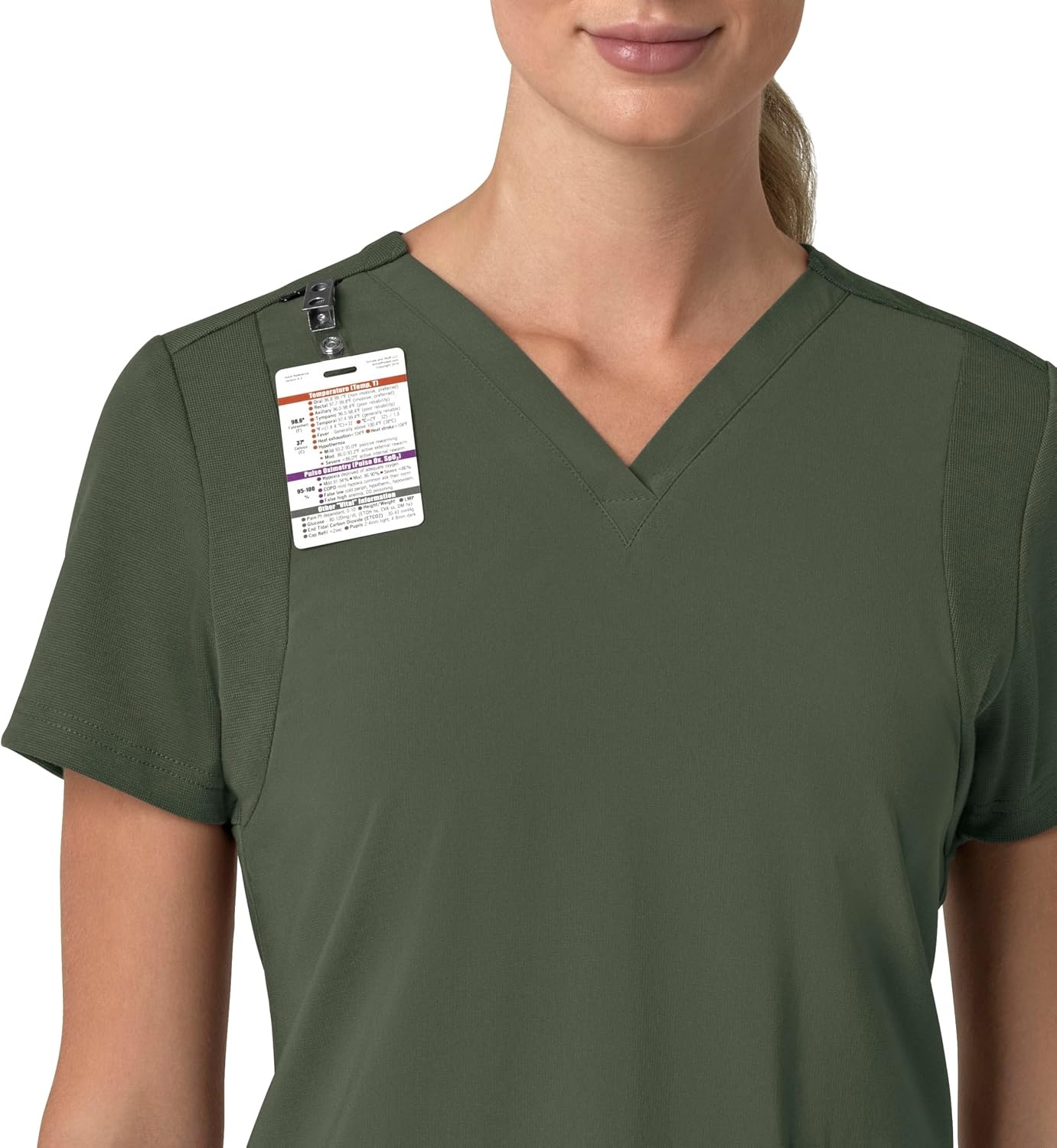 image:imageCarhartt Scrubs for Women Force CrossFlex Panel VNeck Tops with 3 PocketsOlive