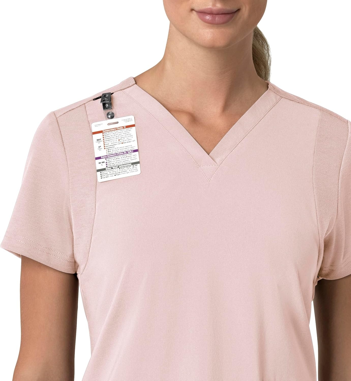 image:imageCarhartt Scrubs for Women Force CrossFlex Panel VNeck Tops with 3 PocketsSoft Rose