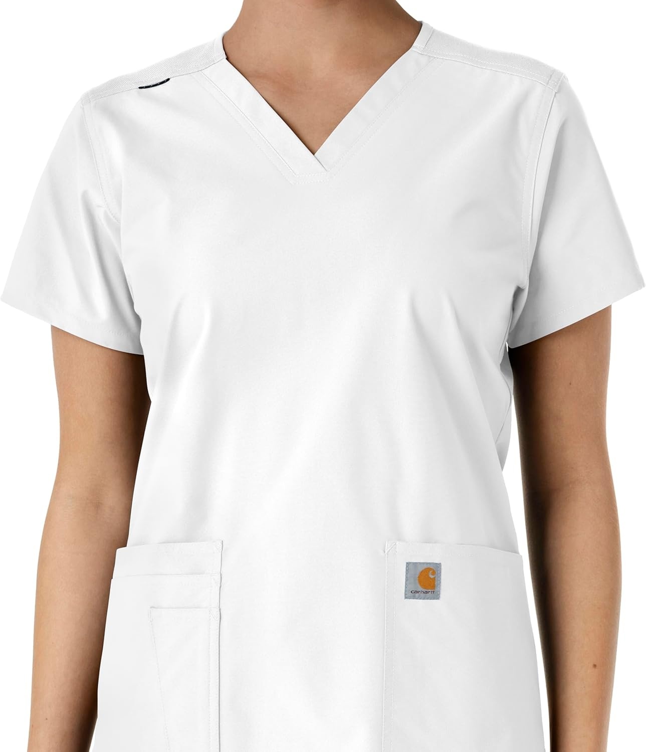image:imageCarhartt Scrubs for Women Force CrossFlex Panel VNeck Tops with 3 PocketsWhite
