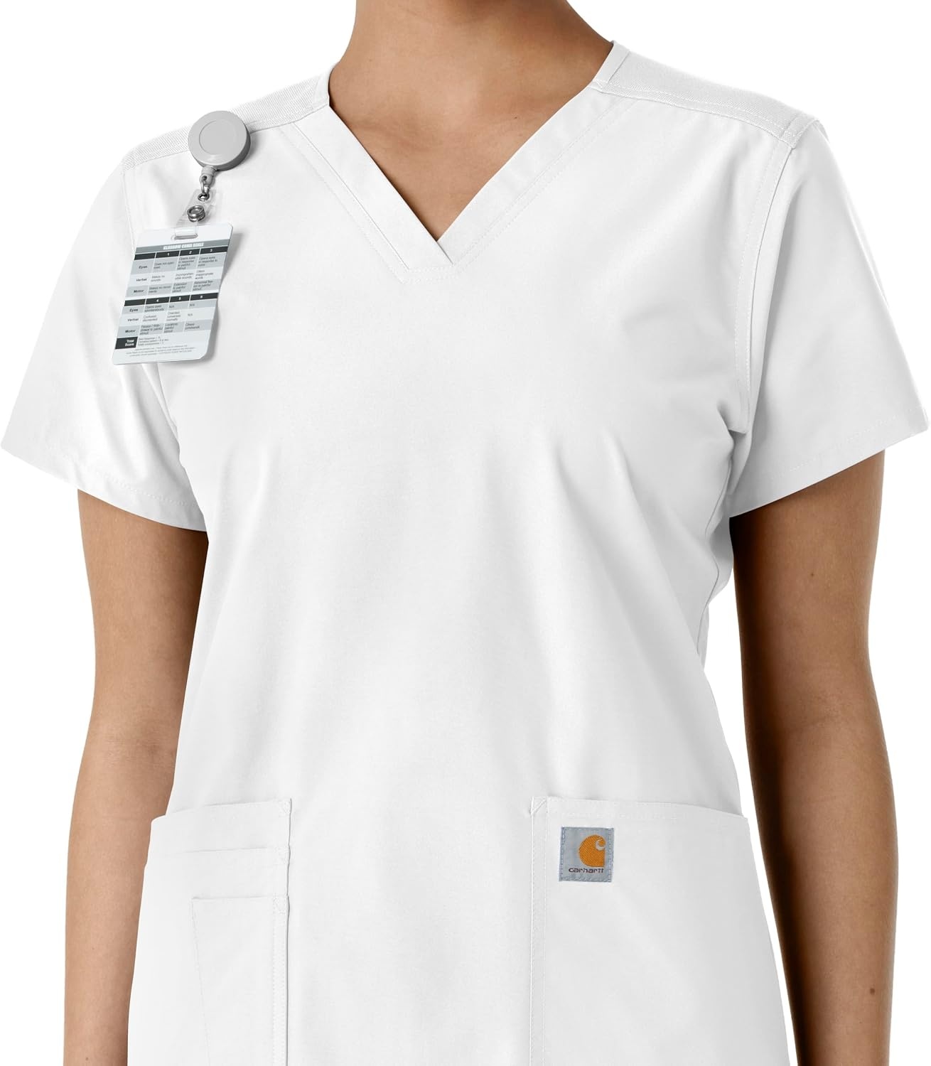 image:imageCarhartt Scrubs for Women Force CrossFlex Panel VNeck Tops with 3 PocketsWhite