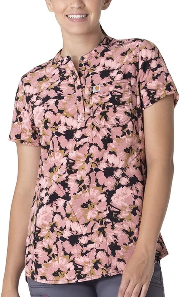 image:imageCarhartt Scrubs for Women Force CrossFlex Panel VNeck Tops with 3 PocketsWild Flowers