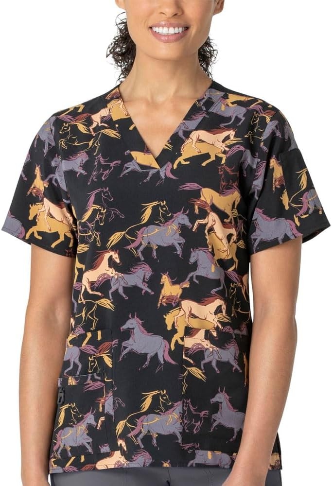 image:imageCarhartt Scrubs for Women Force CrossFlex Panel VNeck Tops with 3 PocketsWild Gallop