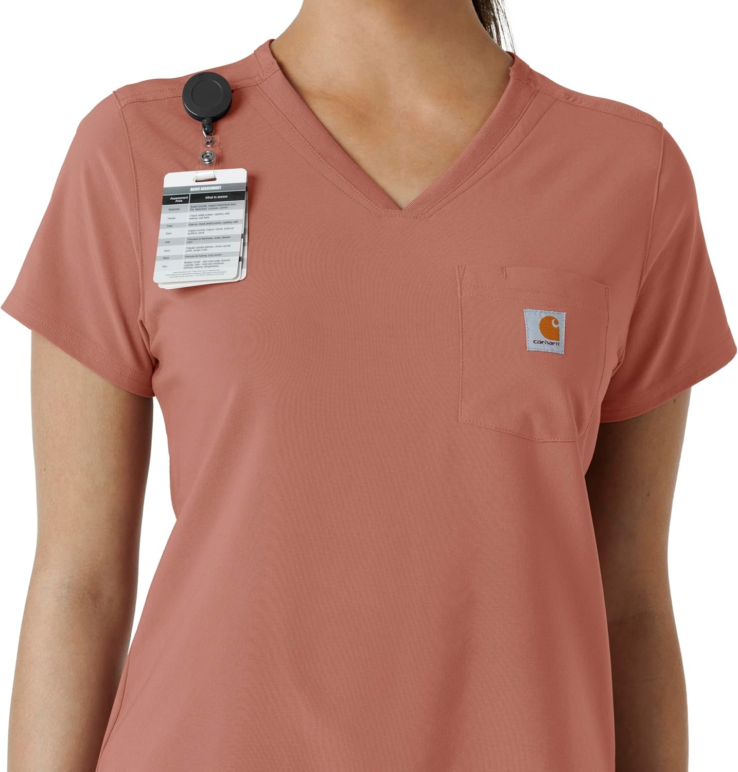 image:imageCarhartt Scrubs for Women Force CrossFlex Panel VNeck Tops with 3 PocketsWild Rose