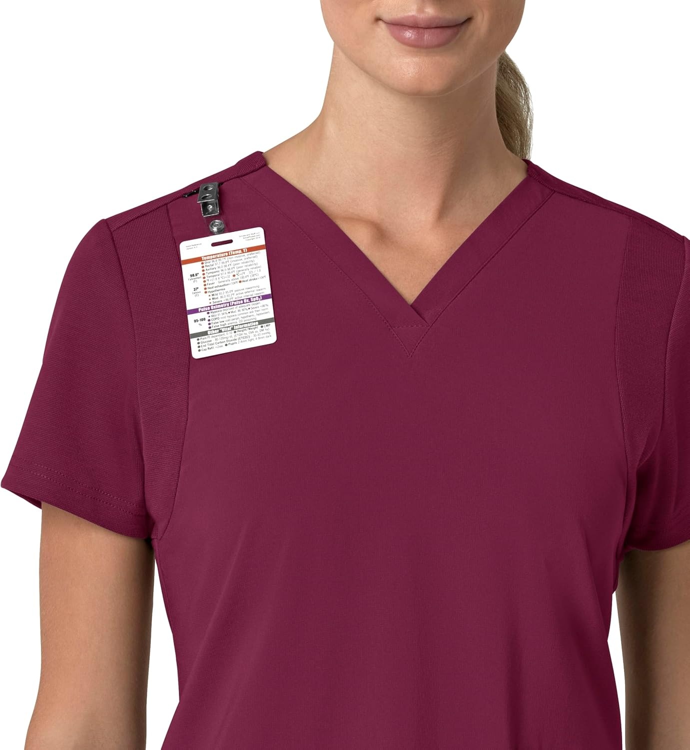 image:imageCarhartt Scrubs for Women Force CrossFlex Panel VNeck Tops with 3 PocketsWine