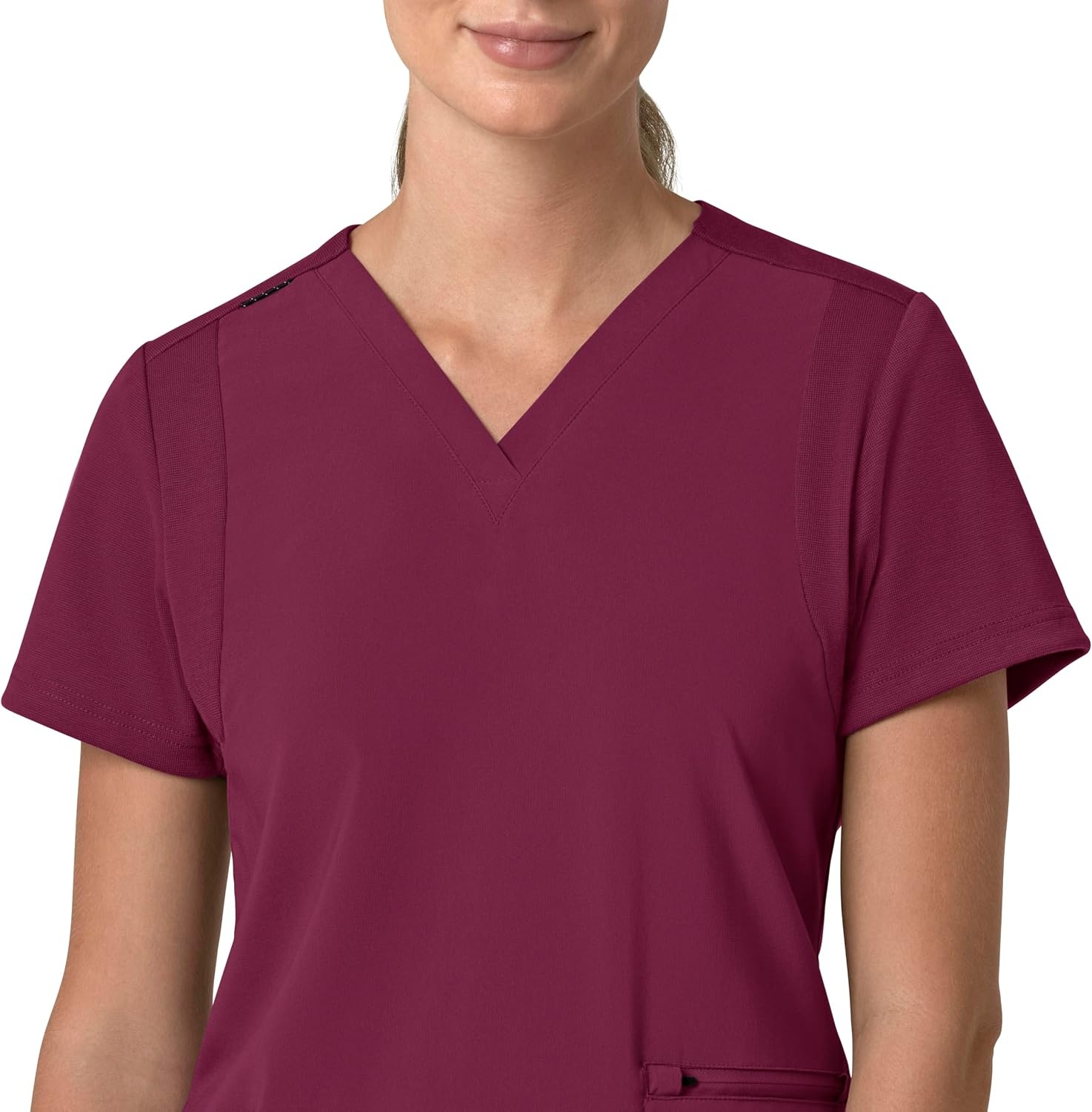image:imageCarhartt Scrubs for Women Force CrossFlex Panel VNeck Tops with 3 PocketsWine