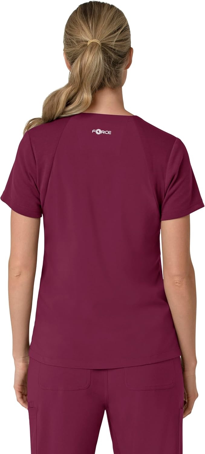 image:imageCarhartt Scrubs for Women Force CrossFlex Panel VNeck Tops with 3 PocketsWine