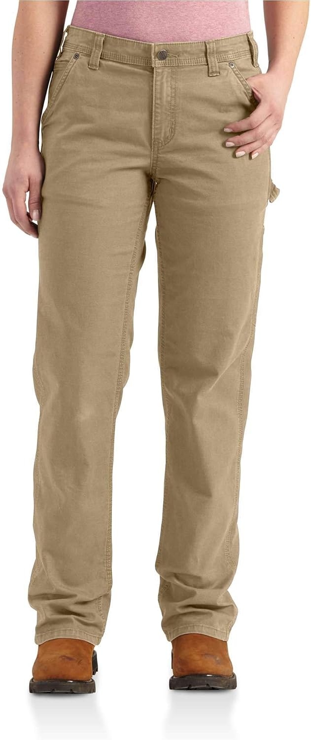 image:imageCarhartt Womens 102080 Womens Rugged Flex Loose Fit Canvas Work PantDark Khaki