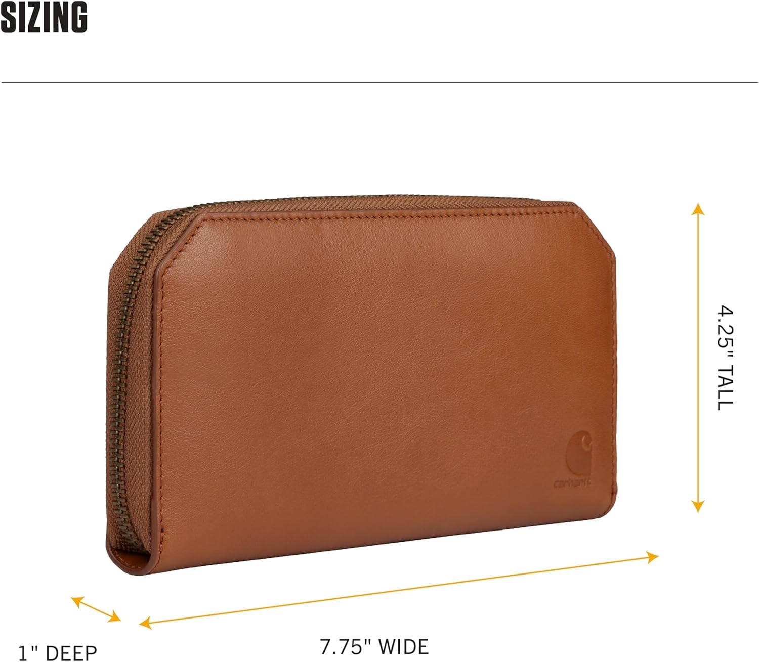 image:imageCarhartt Womens Casual Full Grain Leather Wallets Multiple Card and Cash Compartments for Easy AccessBrown Clutch Wallet