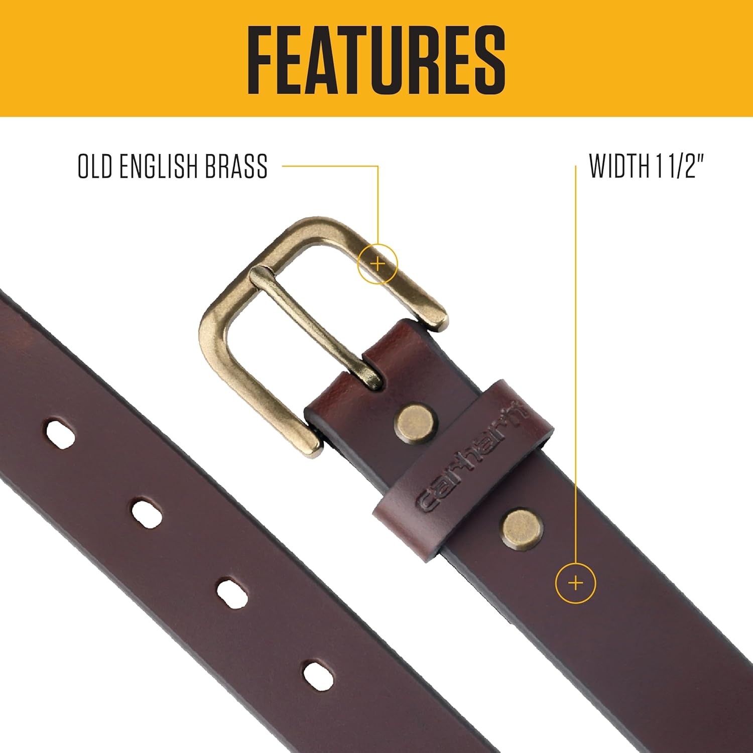 image:imageCarhartt Womens Casual Rugged Belts Available in Multiple Styles Colors amp SizesClassic Leather Buckle W Nickle Roller Finish Brown