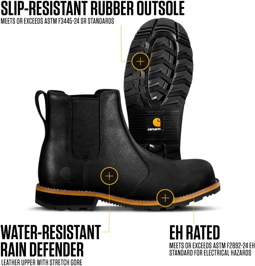image:imageCarhartt Womens Frontier SoftToe Chelsea Work Boot Water Resistant SlipResistant Rubber Outsole Cushioned FootbedBlack