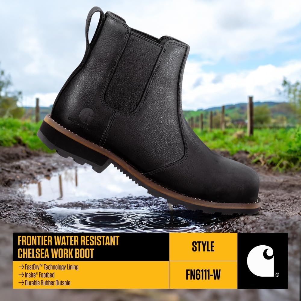 image:imageCarhartt Womens Frontier SoftToe Chelsea Work Boot Water Resistant SlipResistant Rubber Outsole Cushioned FootbedBlack