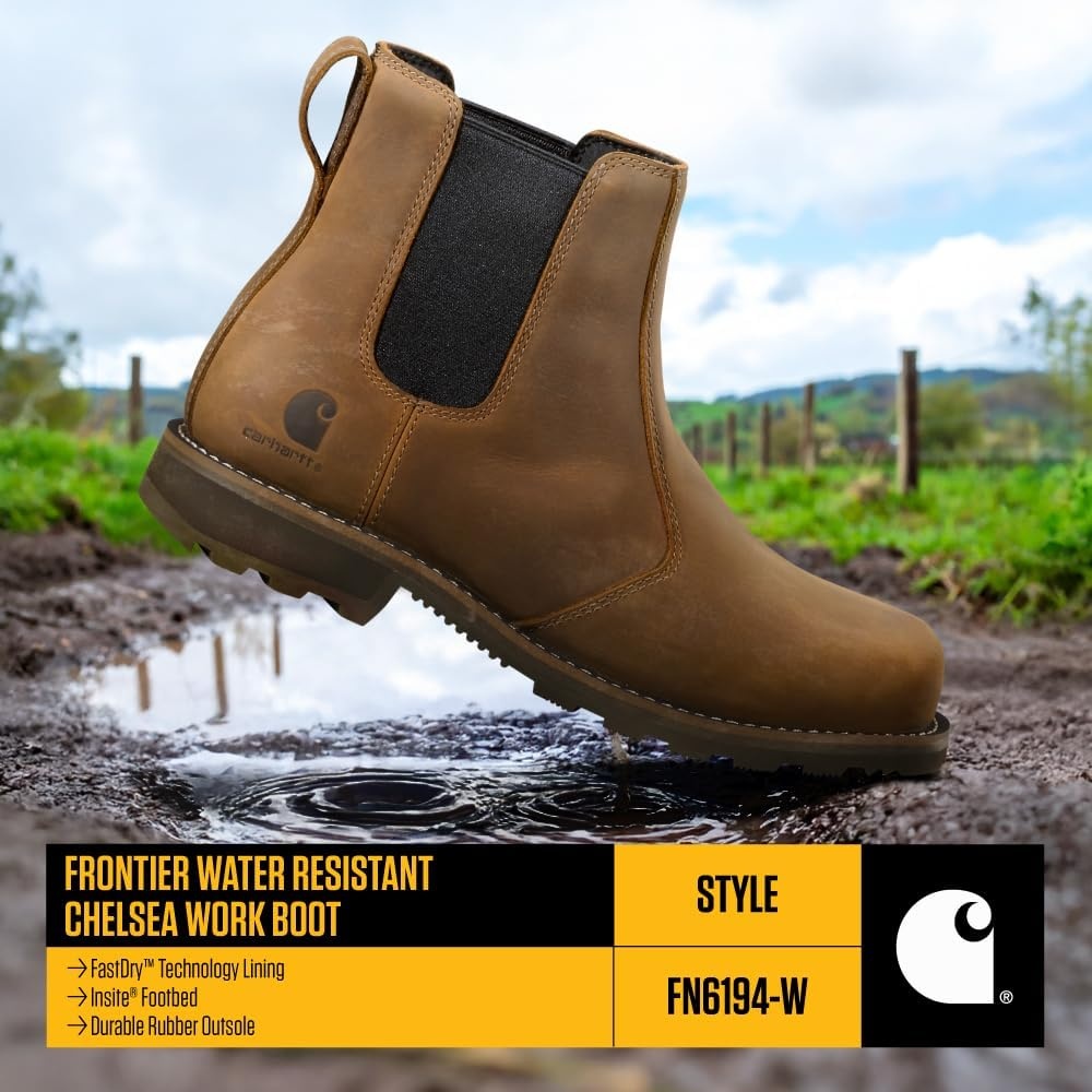image:imageCarhartt Womens Frontier SoftToe Chelsea Work Boot Water Resistant SlipResistant Rubber Outsole Cushioned FootbedBrown