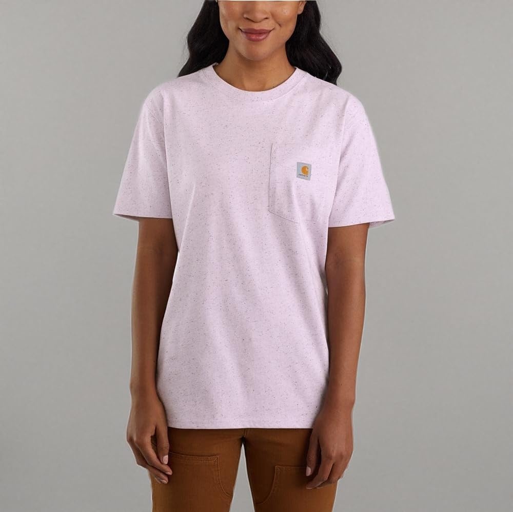 image:imageCarhartt Womens Iconic WK87 Pocket TShirt CloseoutAmethyst Fog Nep