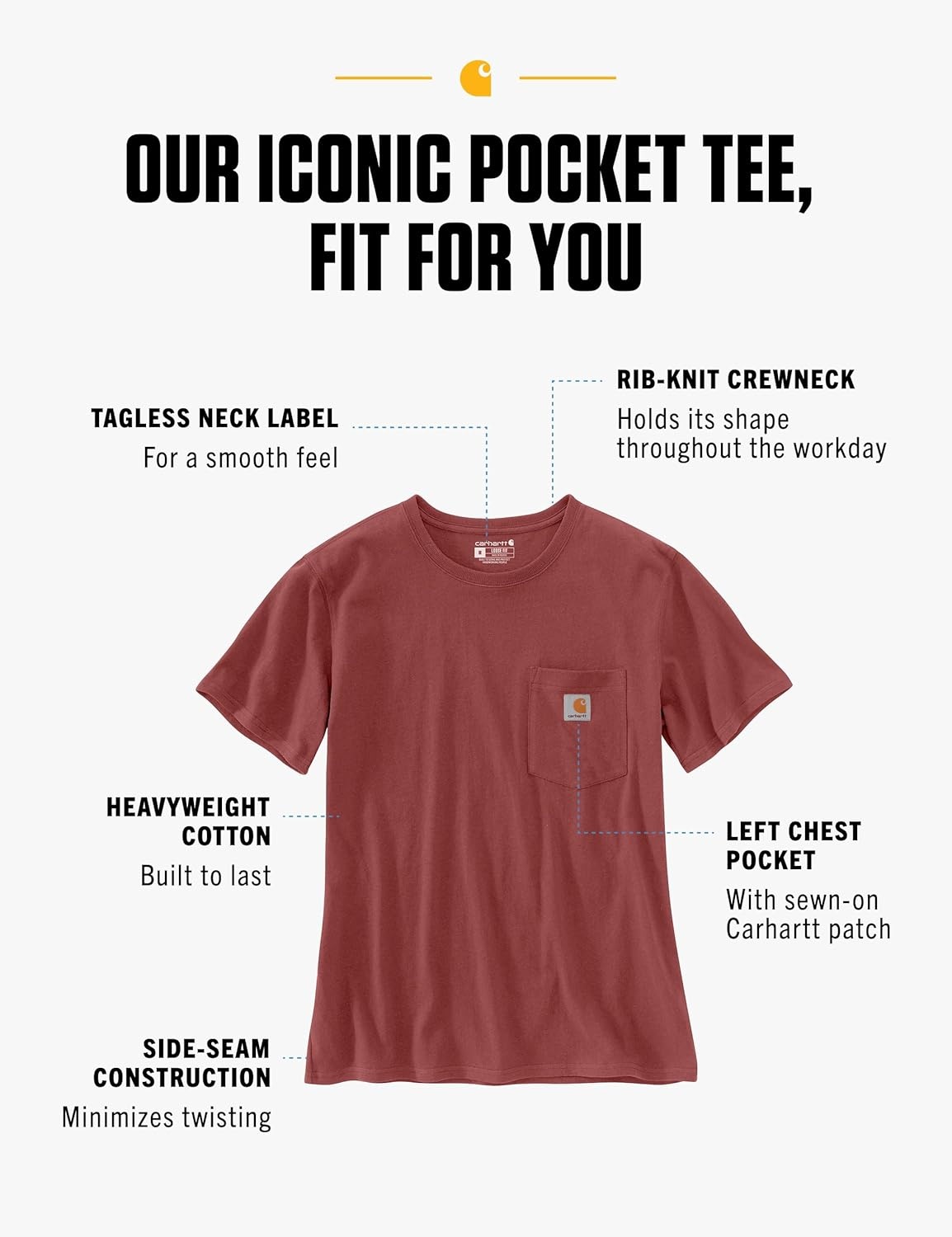 image:imageCarhartt Womens Iconic WK87 Pocket TShirt CloseoutBarnwood