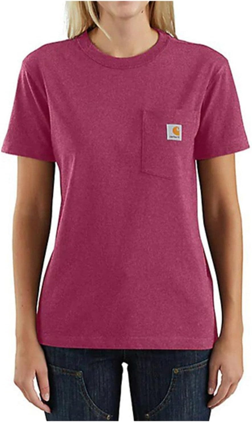 image:imageCarhartt Womens Iconic WK87 Pocket TShirt CloseoutBeet Red Heather