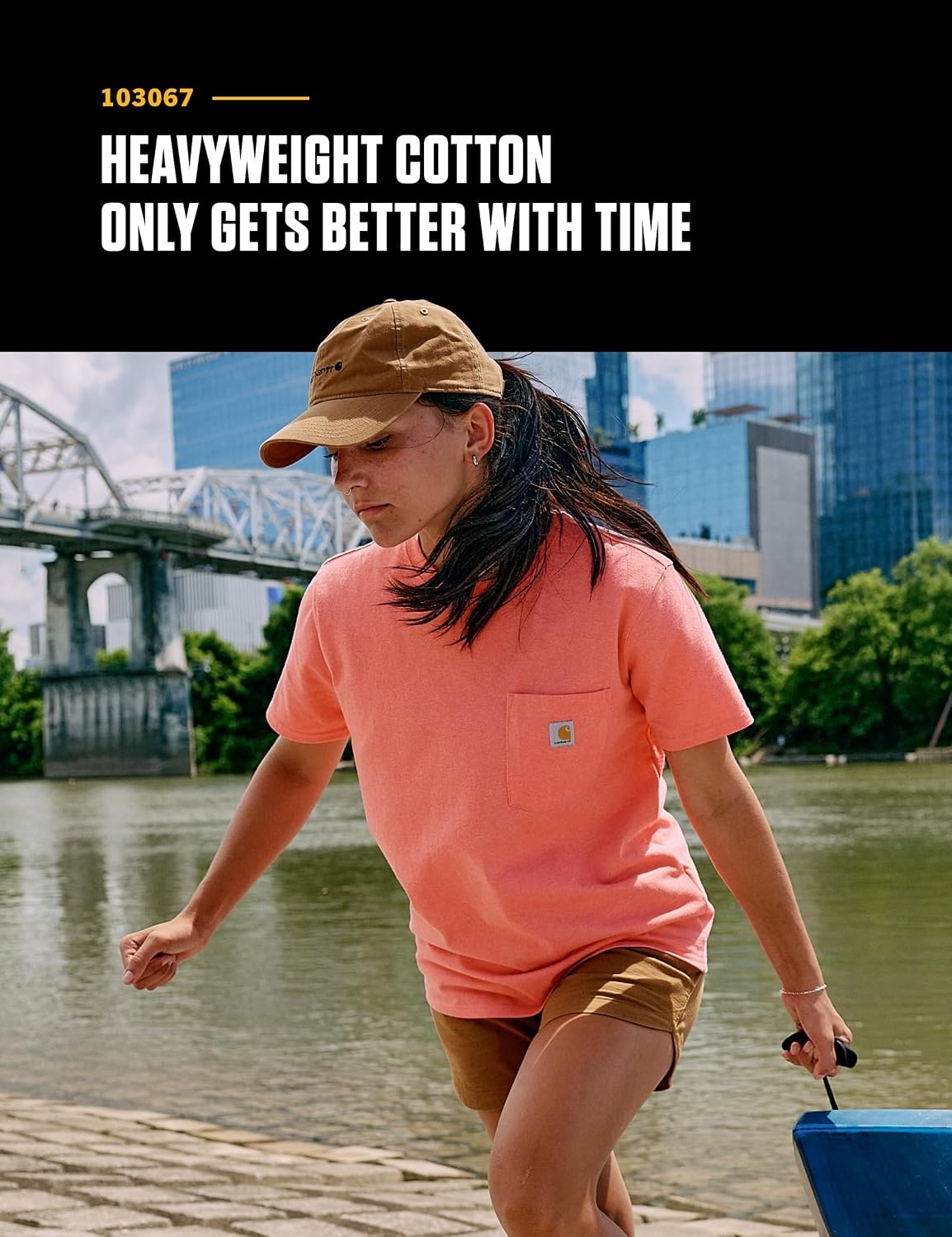 image:imageCarhartt Womens Iconic WK87 Pocket TShirt CloseoutBlackberry Heather