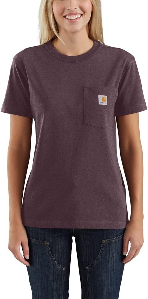 image:imageCarhartt Womens Iconic WK87 Pocket TShirt CloseoutBlackberry Heather