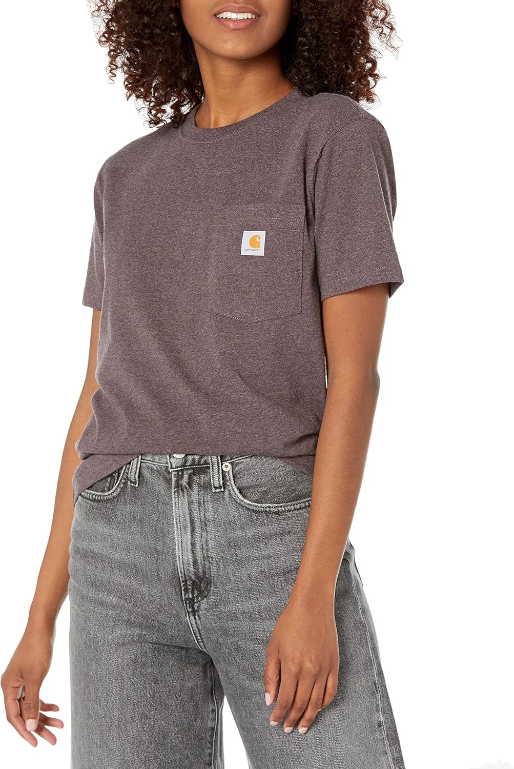 image:imageCarhartt Womens Iconic WK87 Pocket TShirt CloseoutBlackberry Heather