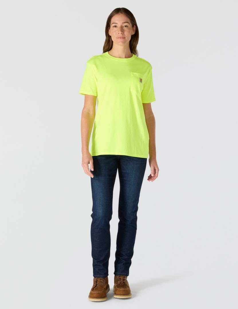 image:imageCarhartt Womens Iconic WK87 Pocket TShirt CloseoutBrite Lime