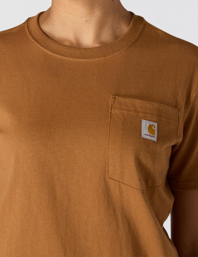 image:imageCarhartt Womens Iconic WK87 Pocket TShirt CloseoutCarhartt Brown