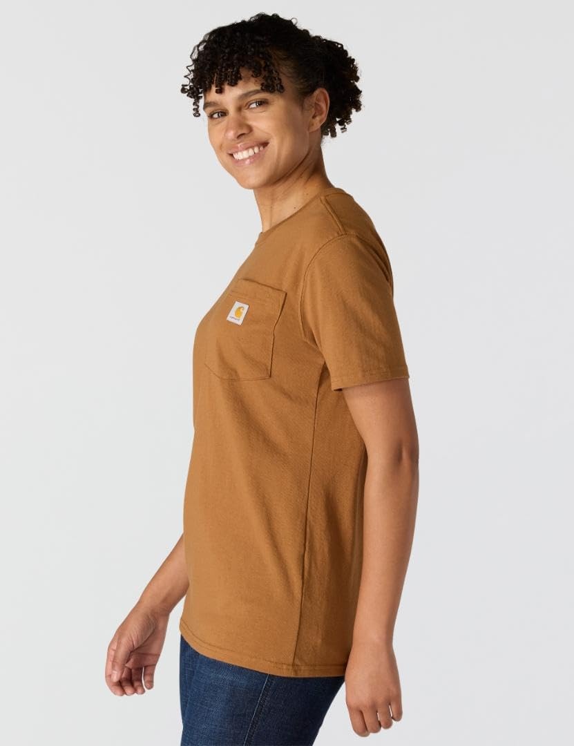 image:imageCarhartt Womens Iconic WK87 Pocket TShirt CloseoutCarhartt Brown