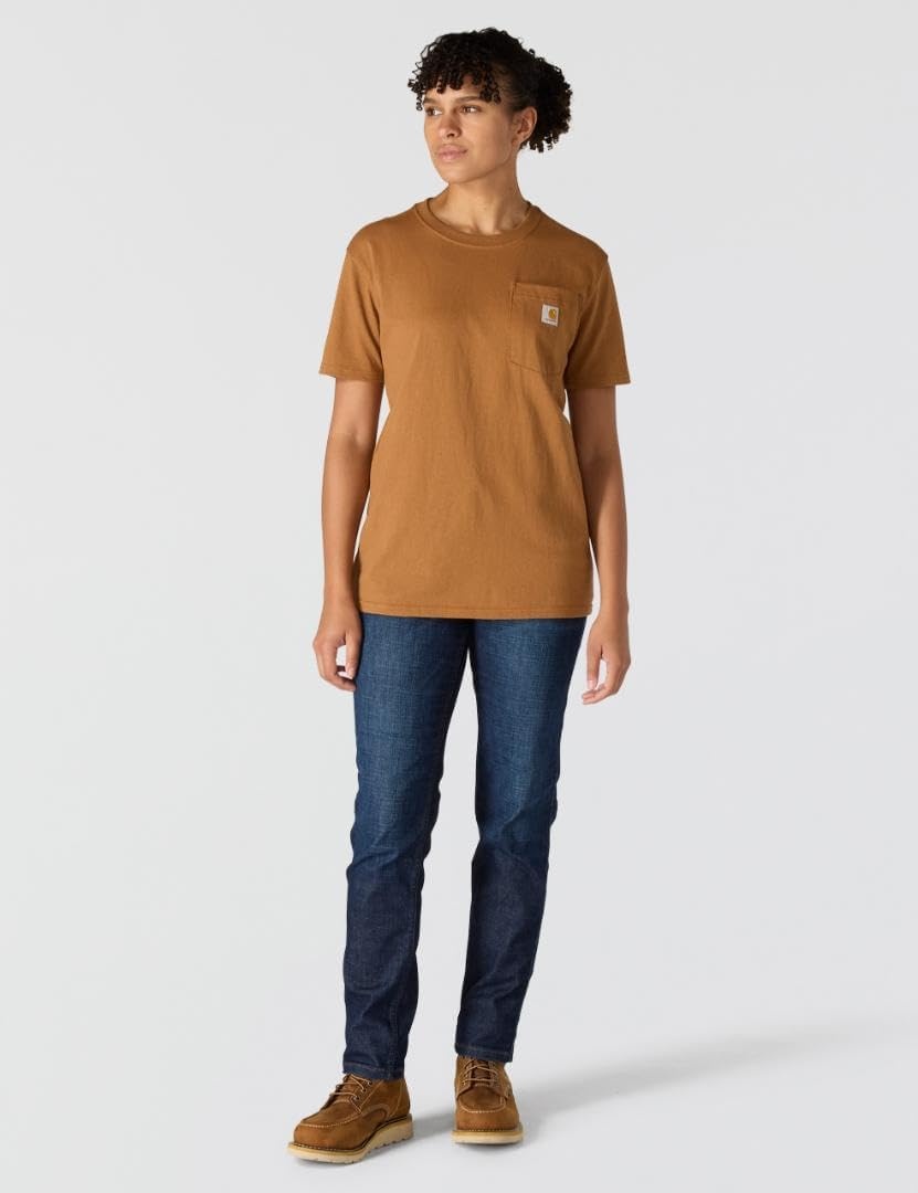 image:imageCarhartt Womens Iconic WK87 Pocket TShirt CloseoutCarhartt Brown