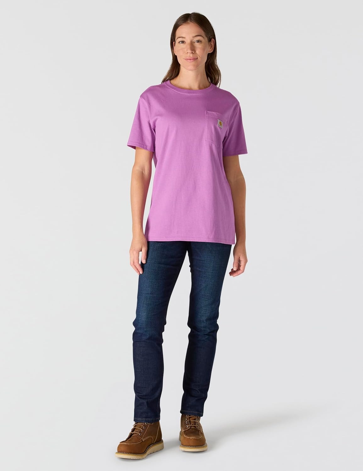 image:imageCarhartt Womens Iconic WK87 Pocket TShirt CloseoutCherry Bloom